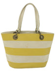 BBERRY Blue Label Tote Bag Canvas Yellow Auth bs