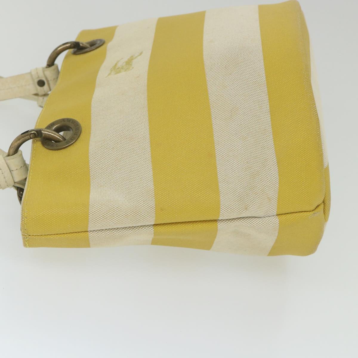 BBERRY Blue Label Tote Bag Canvas Yellow Auth bs