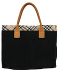 BBERRY Blue Label Hand Bag Canvas Black Auth bs