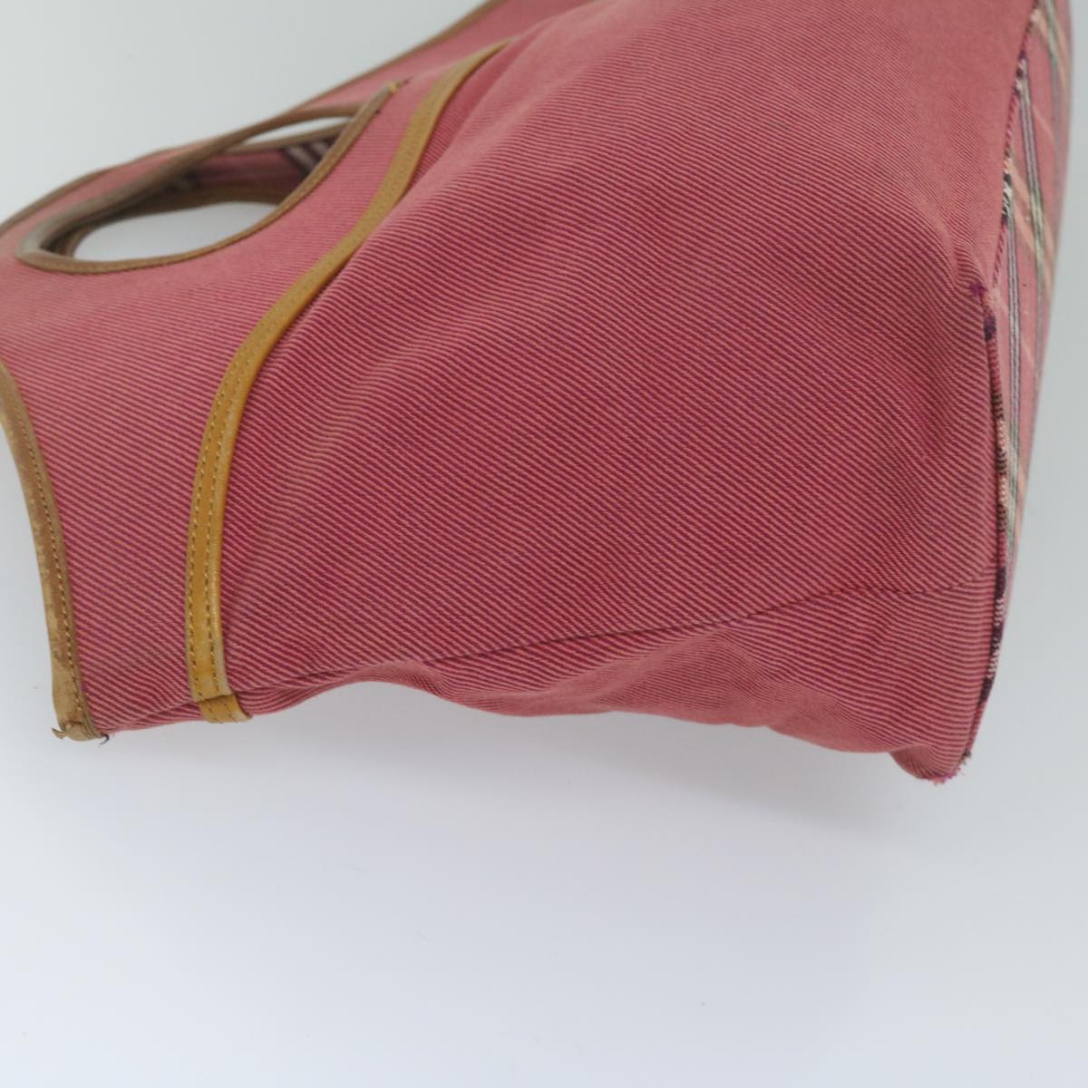 BBERRY Blue Label Hand Bag Canvas Red Auth bs
