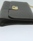 CHRISTIAN DOR Chain Shoulder Bag Leather Brown Auth bs