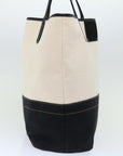 BBERRY Blue Label Tote Bag Canvas White Black Auth bs