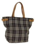 BBERRY Blue Label Nova Check Tote Bag Nylon Brown Auth bs