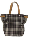 BBERRY Blue Label Nova Check Tote Bag Nylon Brown Auth bs