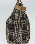 BBERRY Blue Label Nova Check Tote Bag Nylon Brown Auth bs