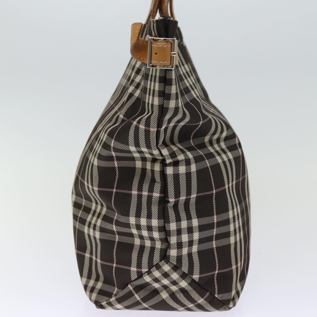 BBERRY Blue Label Nova Check Tote Bag Nylon Brown Auth bs