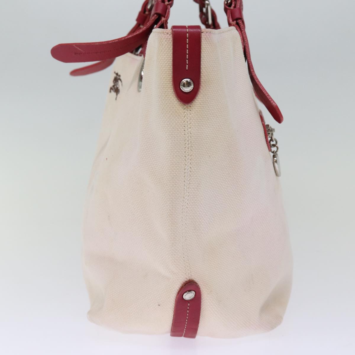 BBERRY Blue Label Tote Bag Canvas Beige Auth bs