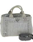 PRD Bijoux Canapa MM Hand Bag Canvas way Gray Auth bs