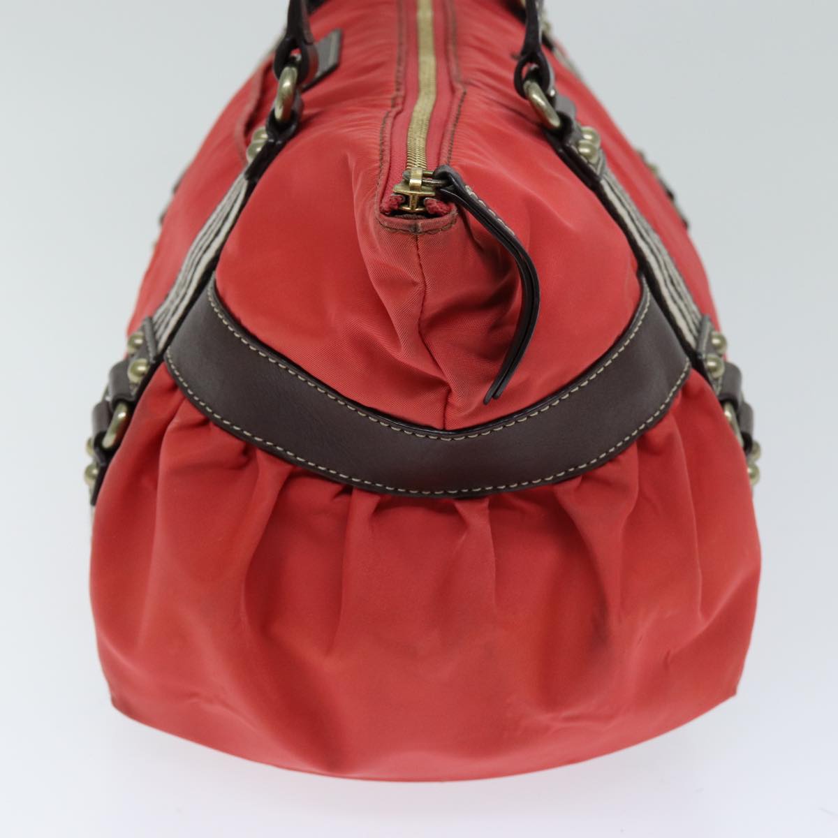 BBERRY Blue Label Hand Bag Nylon Orange Auth bs