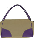 PRD Hand Bag Canvas Purple Beige Auth bs