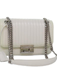 PRD Chain Shoulder Bag Leather White Auth bs