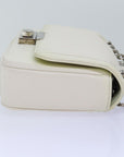 PRD Chain Shoulder Bag Leather White Auth bs