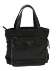 PRD Hand Bag Nylon Leather Black Auth bs