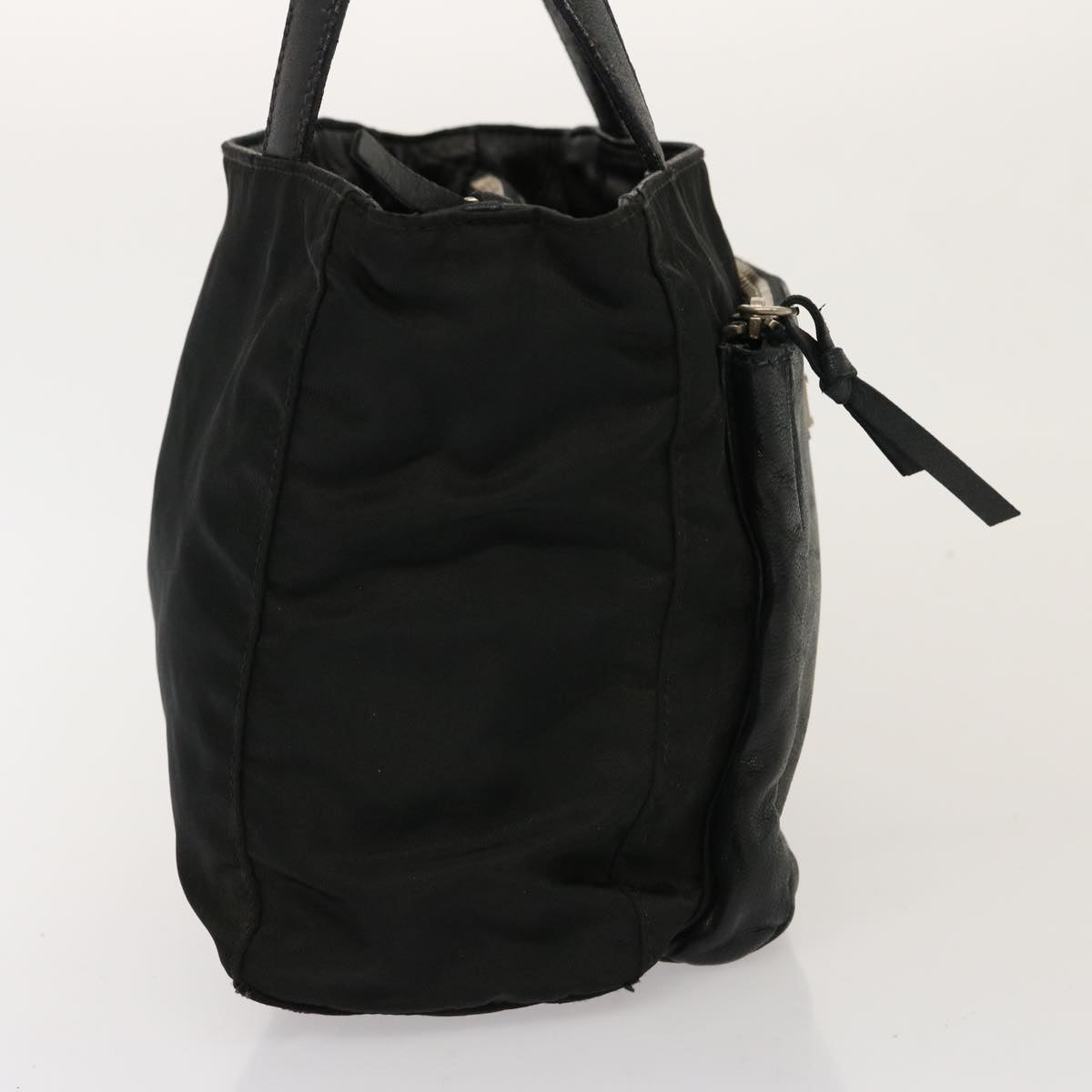 PRD Hand Bag Nylon Leather Black Auth bs