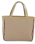 BBERRY Blue Label Hand Bag Canvas Beige Auth bs