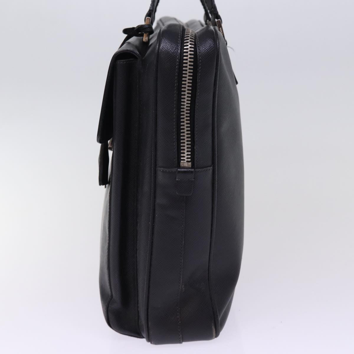 PRD Hand Bag Safiano leather Black Auth bs