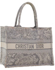 CHRISTIAN DOR Book Tote Bag Canvas Gray MZTDT_M Auth bs