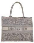 CHRISTIAN DOR Book Tote Bag Canvas Gray MZTDT_M Auth bs