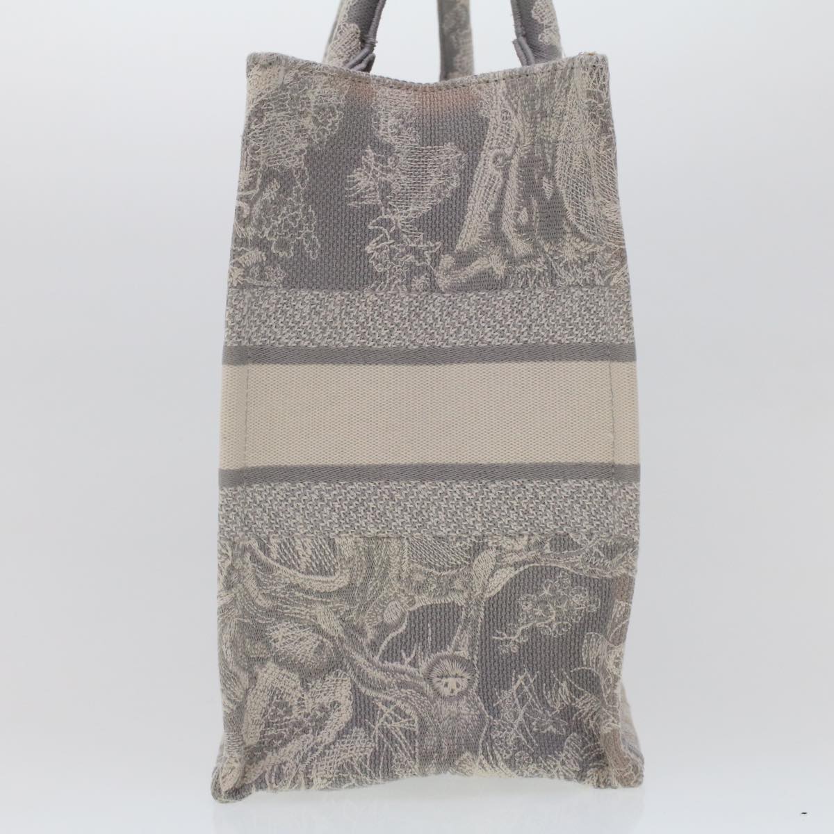 CHRISTIAN DOR Book Tote Bag Canvas Gray MZTDT_M Auth bs