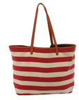 BBERRY Blue Label Tote Bag Canvas Red White Auth bs