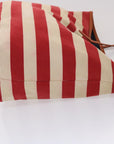 BBERRY Blue Label Tote Bag Canvas Red White Auth bs