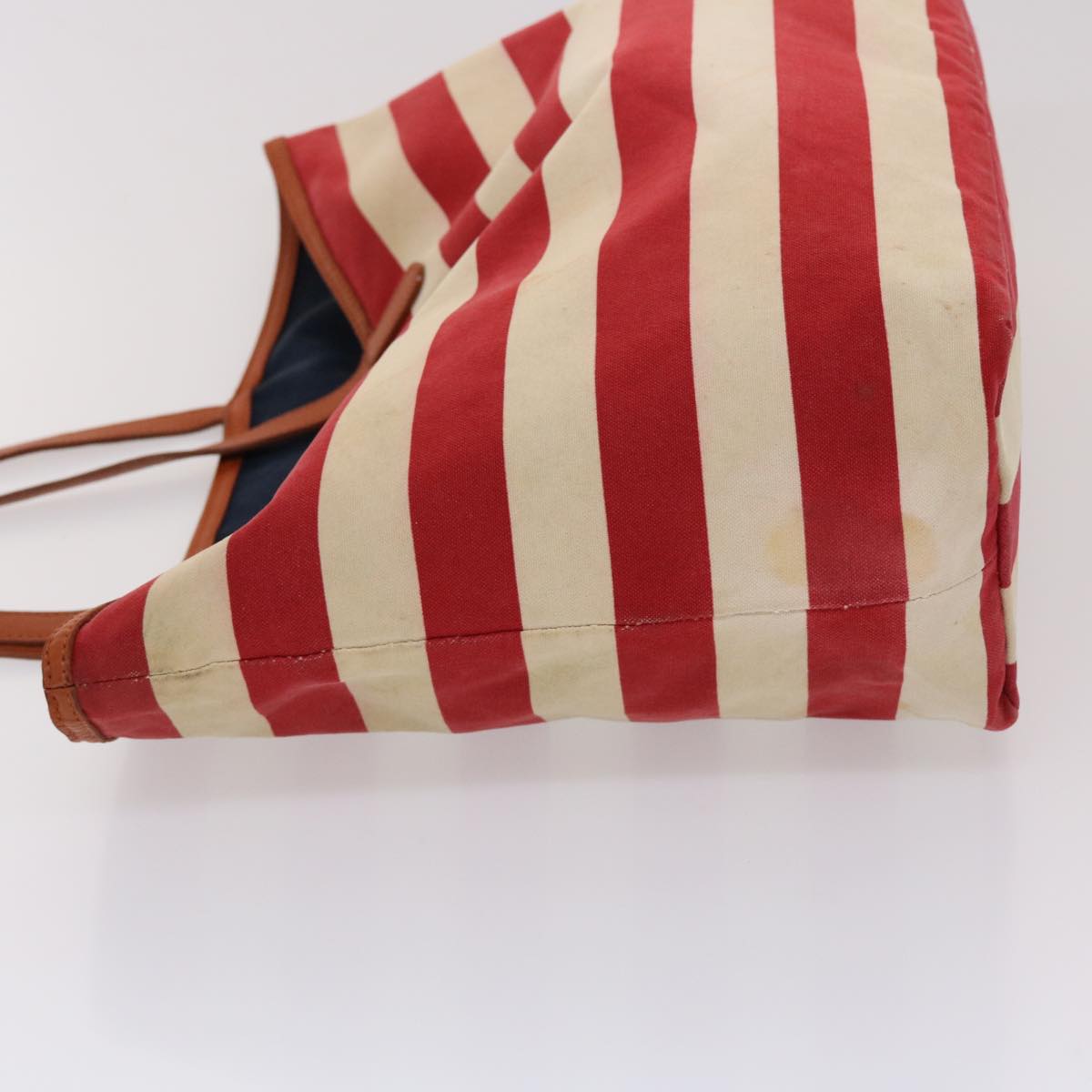 BBERRY Blue Label Tote Bag Canvas Red White Auth bs