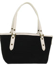BBERRY Blue Label Tote Bag Canvas Leather Black Auth bs