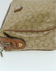 CHRISTIAN DOR C Macadam Canvas Clutch Bag Coated Canvas Beige Auth bs