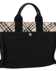 BBERRY Blue Label Tote Bag Canvas Black Auth bs