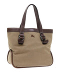 BBERRY Blue Label Tote Bag Canvas Leather Brown Auth bs