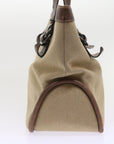 BBERRY Blue Label Tote Bag Canvas Leather Brown Auth bs