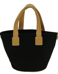 BBERRY Blue Label Tote Bag Canvas Black Beige Auth bs