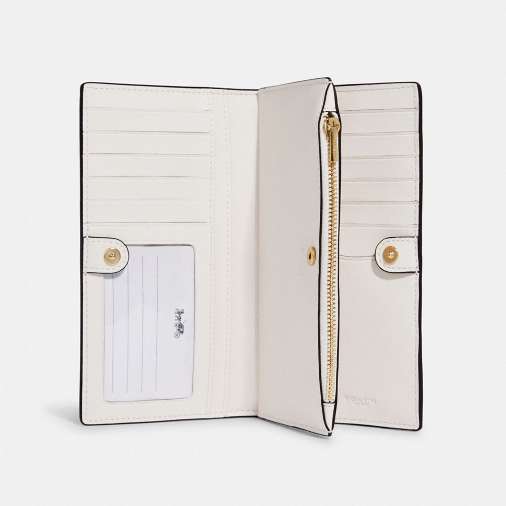 Slim Zip Wallet In Signature Canvas (Gold/Light Khaki Chalk)