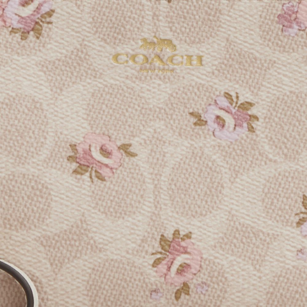 Corner Zip Wristlet In Signature Canvas With Floral Print (Gold/Sand Multi)
