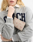 Corner Zip Wristlet In Signature Canvas With Floral Print (Gold/Sand Multi)