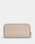 Long Zip Around Wallet With Detachable Card Case In Signature Canvas (Silver/Sand/Taupe)