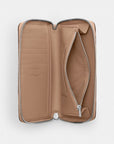 Long Zip Around Wallet With Detachable Card Case In Signature Canvas (Silver/Sand/Taupe)