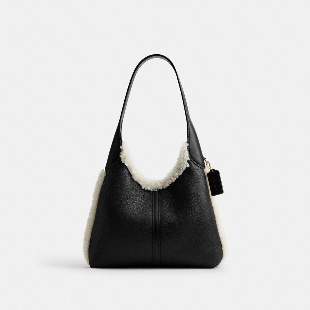 Brooklyn Shoulder Bag 28 In Shearling (Brass/Black Natural)