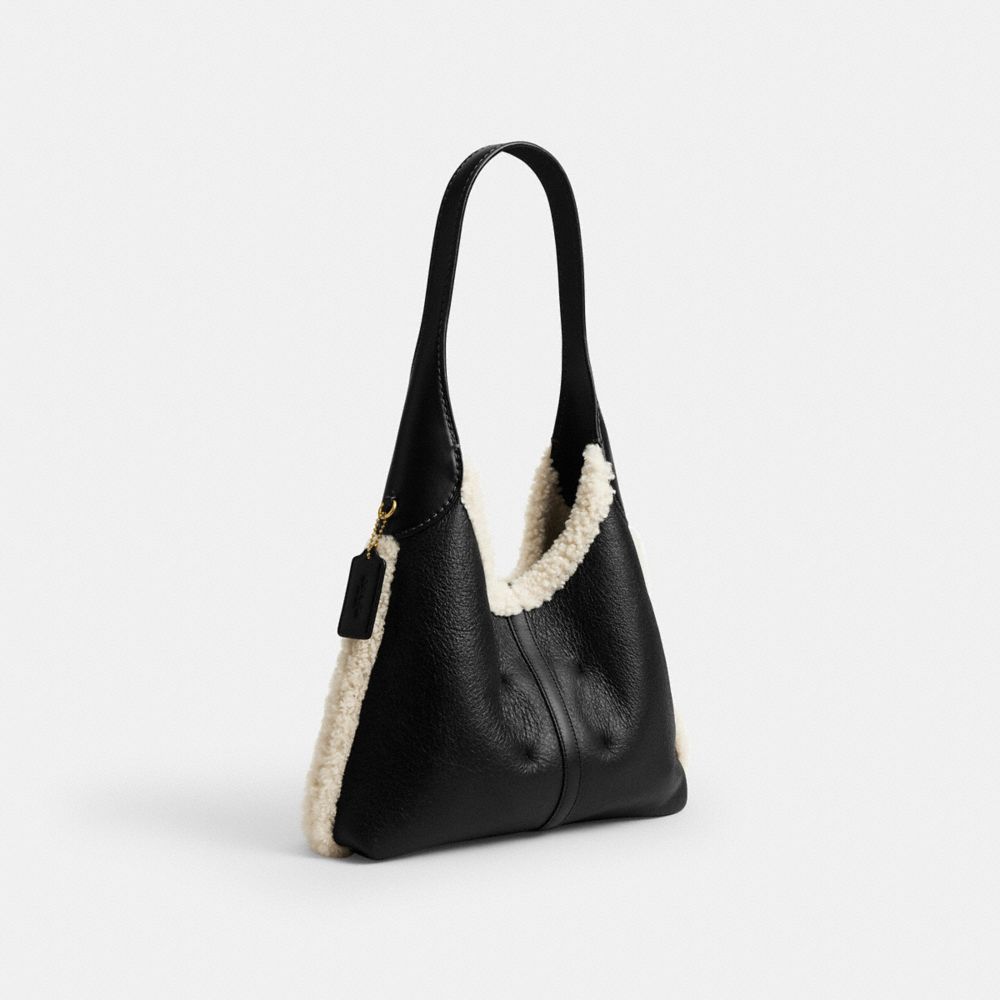 Brooklyn Shoulder Bag 28 In Shearling (Brass/Black Natural)