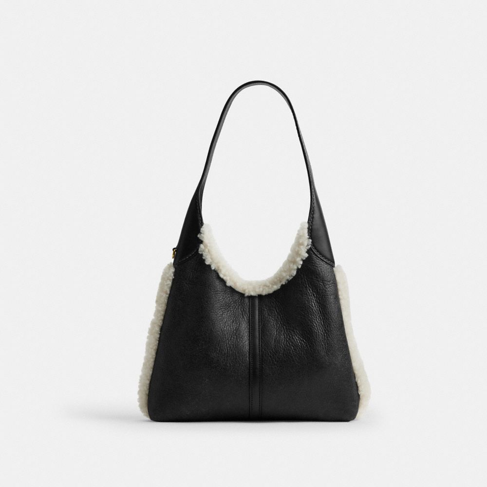 Brooklyn Shoulder Bag 28 In Shearling (Brass/Black Natural)