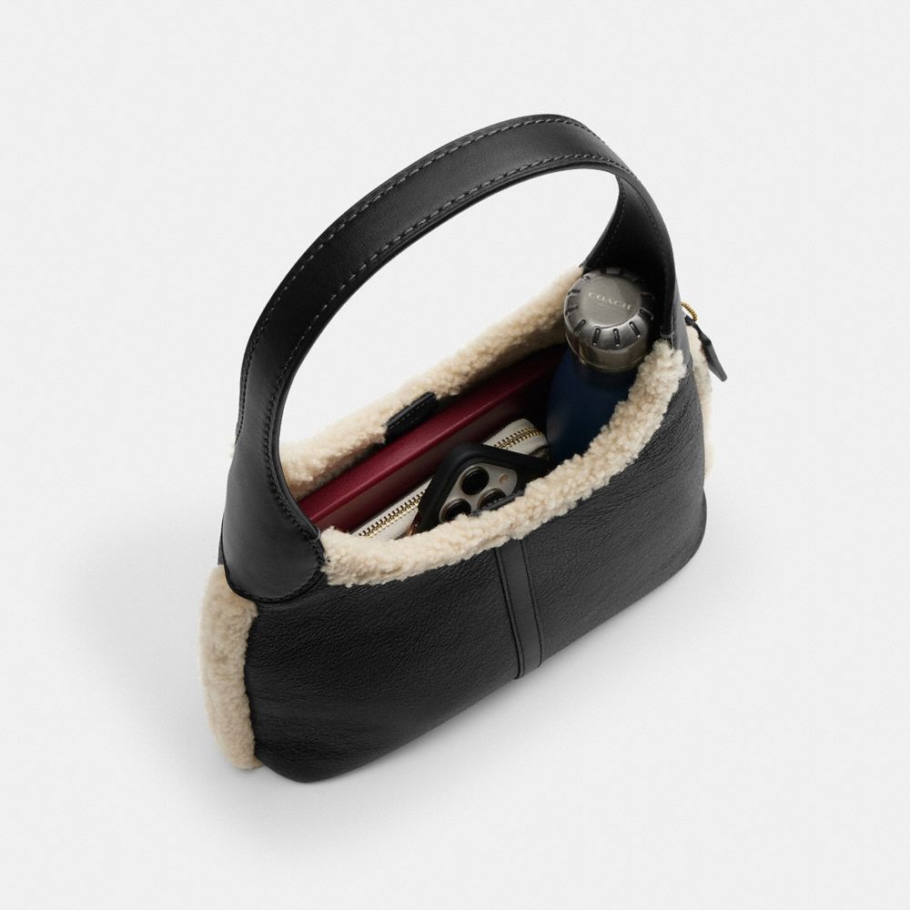 Brooklyn Shoulder Bag 28 In Shearling (Brass/Black Natural)