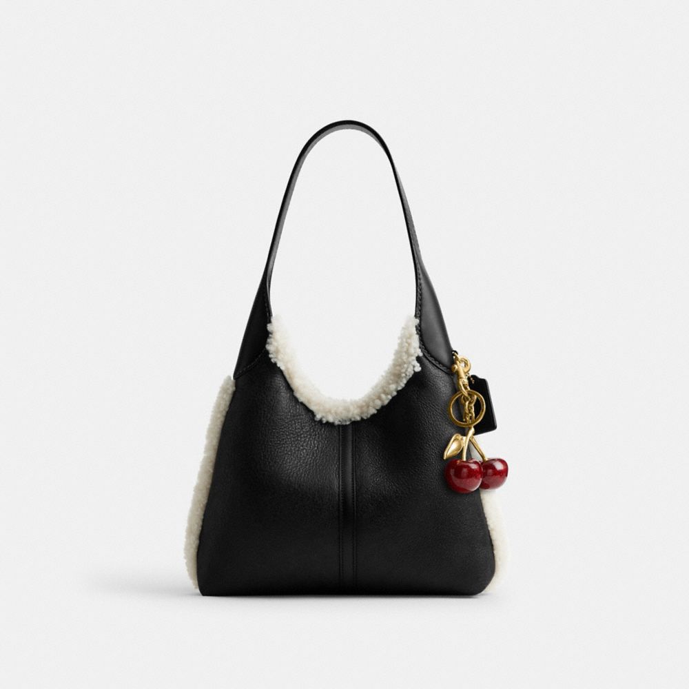 Brooklyn Shoulder Bag 28 In Shearling (Brass/Black Natural)