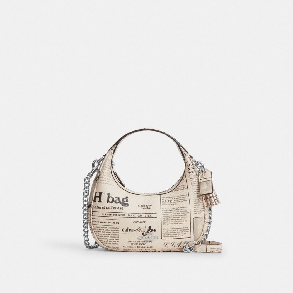 Carmen Mini Crossbody Bag With Newspaper Print (Silver/Chalk Multi)