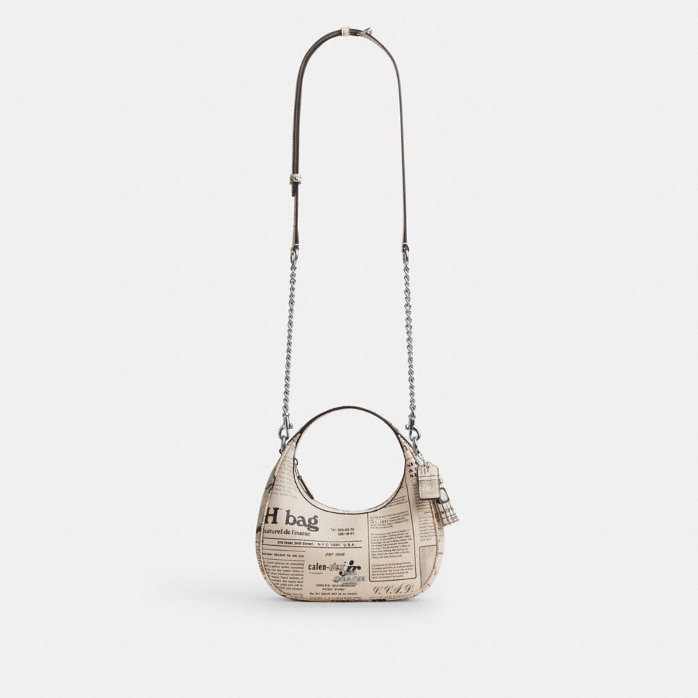 Carmen Mini Crossbody Bag With Newspaper Print (Silver/Chalk Multi)
