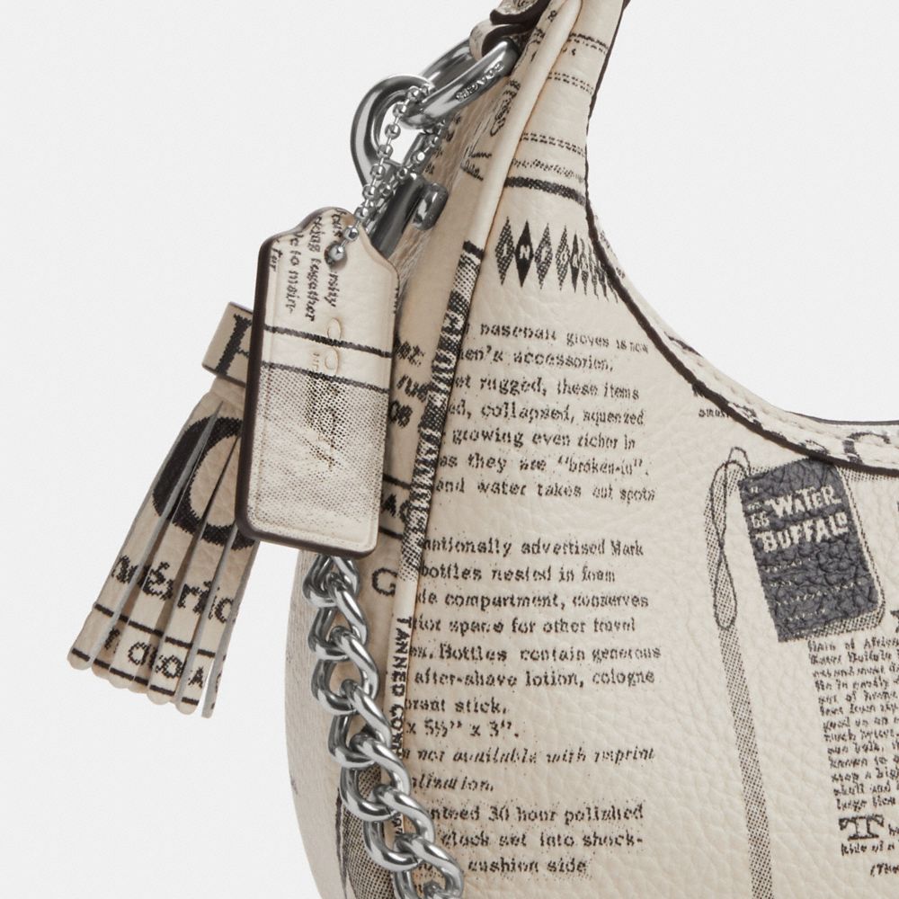 Carmen Mini Crossbody Bag With Newspaper Print (Silver/Chalk Multi)