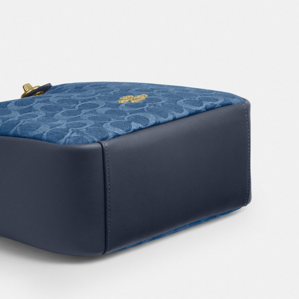 Hadley Convertible Crossbody Bag In Signature Denim (Gold/Indigo)