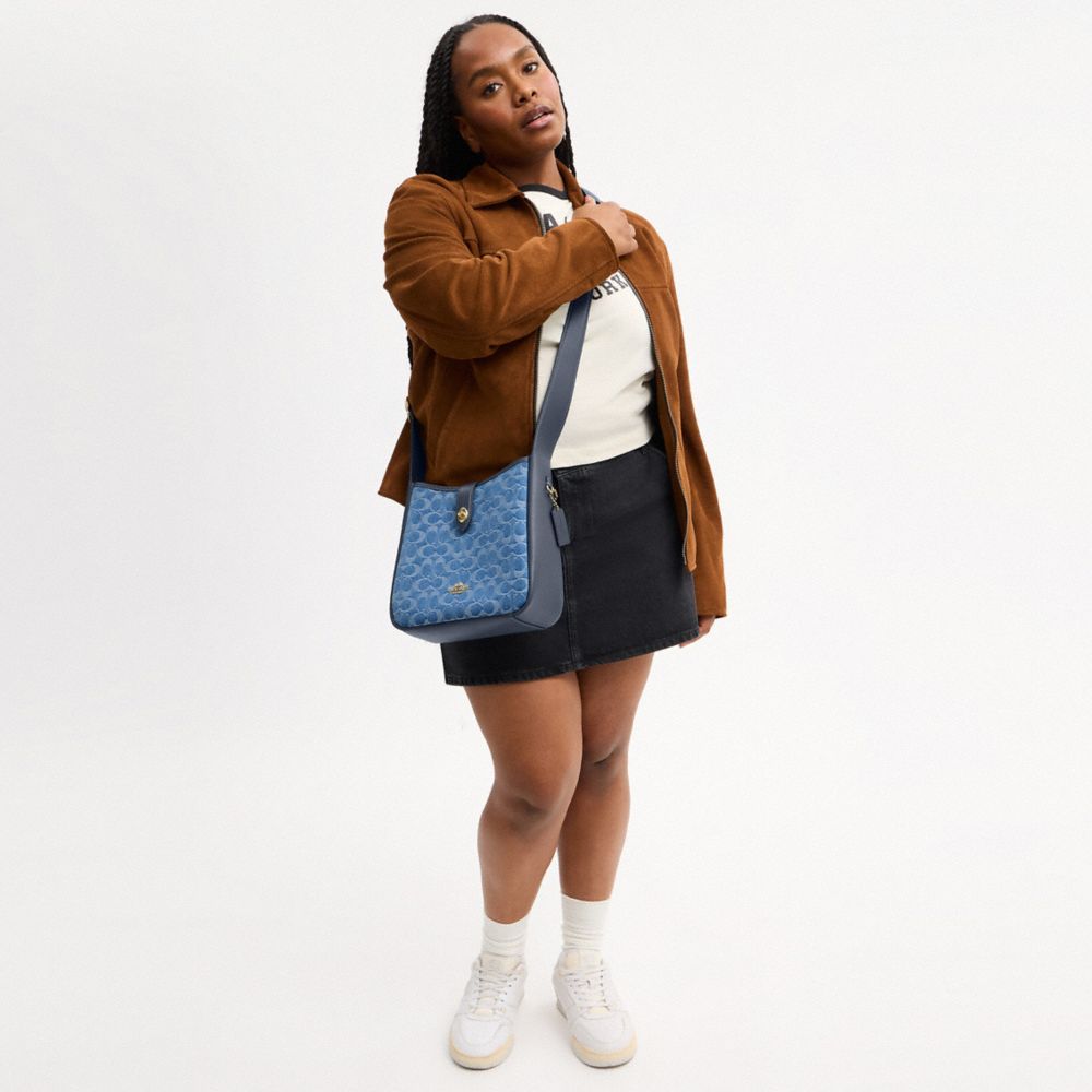 Hadley Convertible Crossbody Bag In Signature Denim (Gold/Indigo)