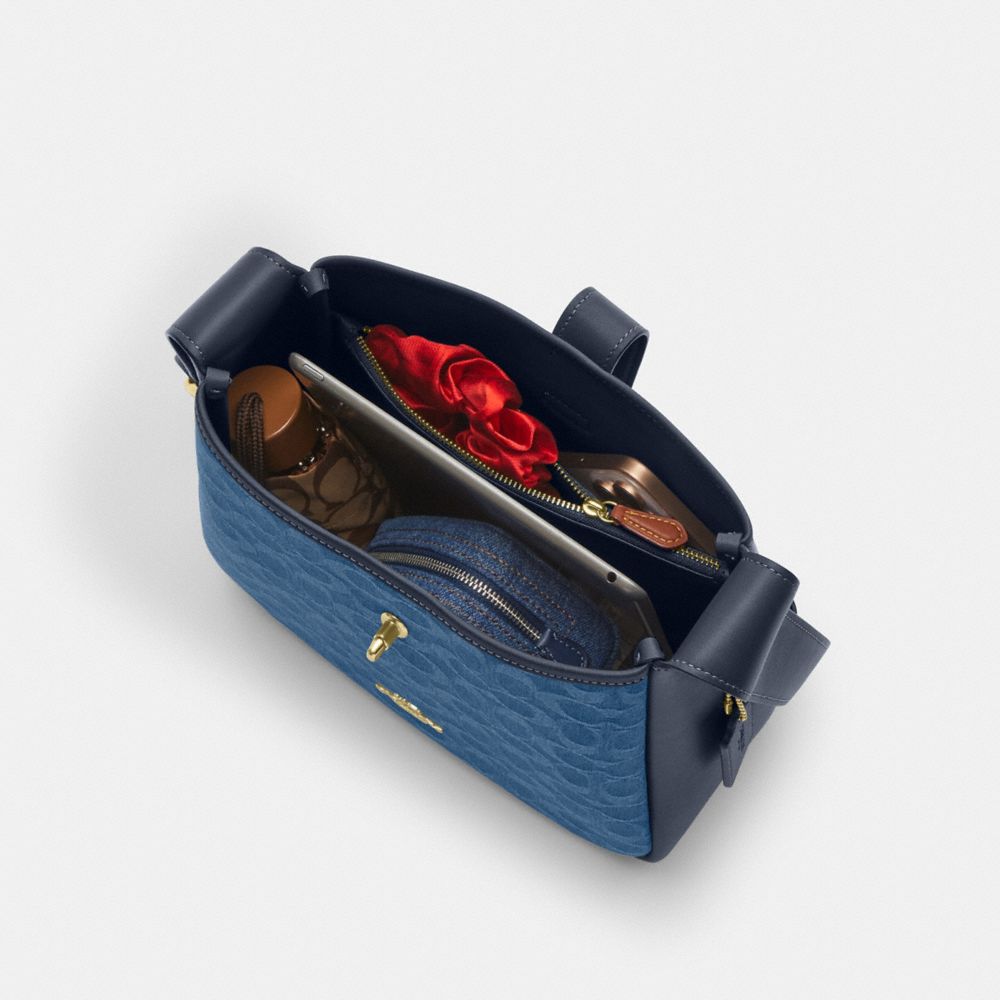 Hadley Convertible Crossbody Bag In Signature Denim (Gold/Indigo)