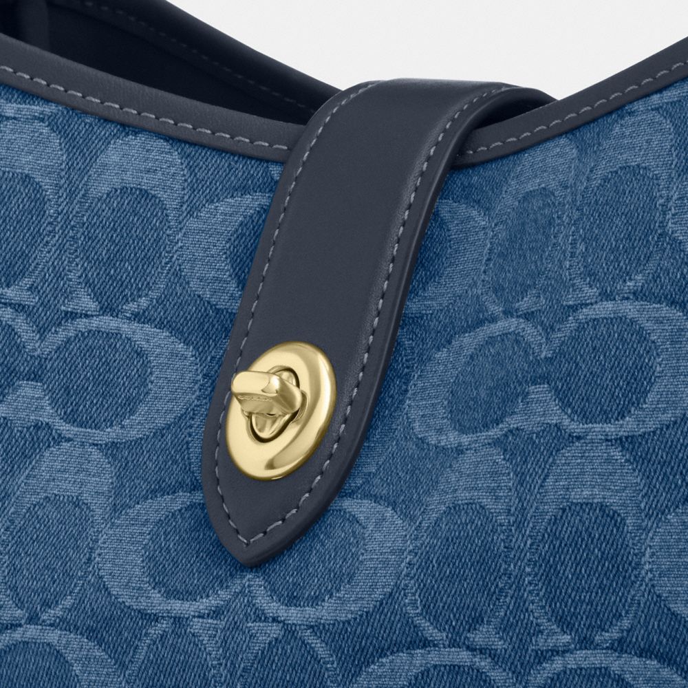 Hadley Convertible Crossbody Bag In Signature Denim (Gold/Indigo)