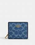 Snap Wallet In Signature Denim (Gold/Indigo)
